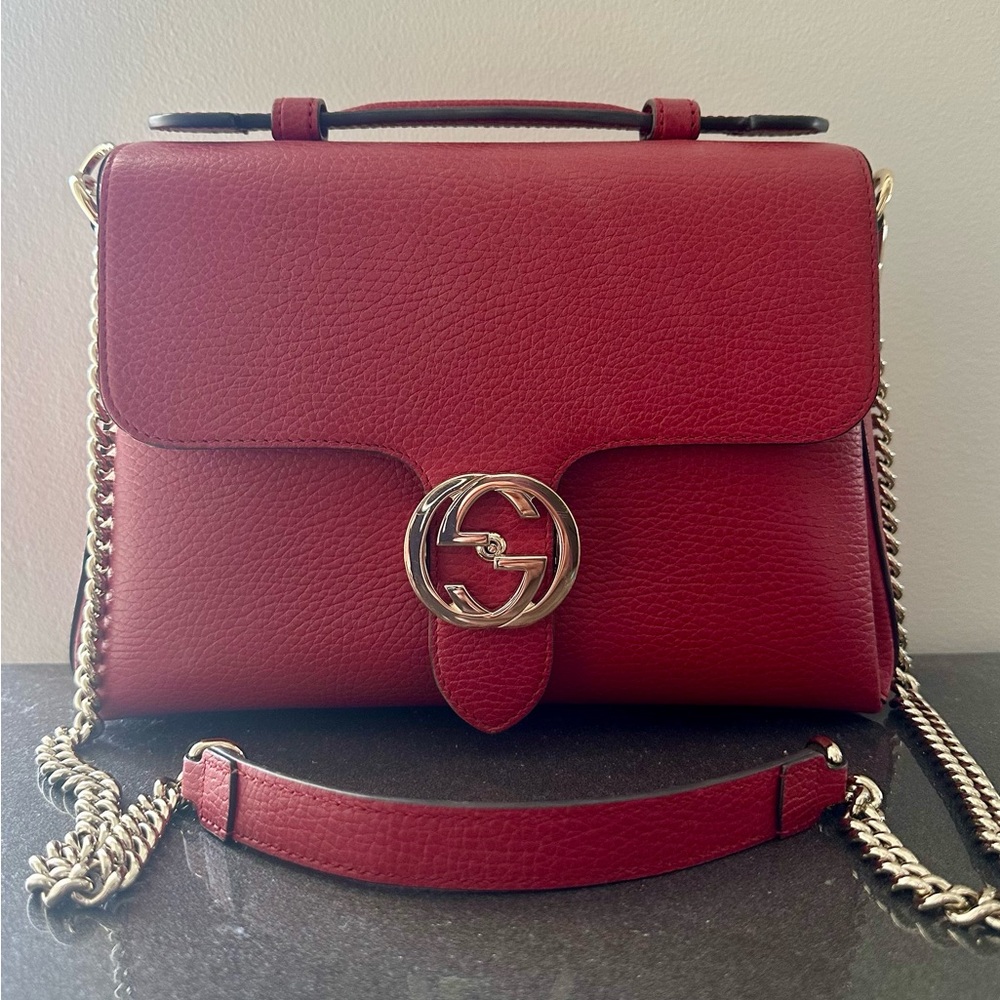 Gucci Red Crossbody Bag with Gold GG Logo